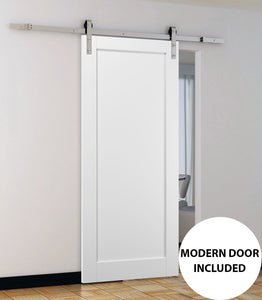 Sliding Barn Door with Hardware | Quadro 4111 | White Silk - 6 ft Railing) Silver Rail / 18’’ x 80’’ - Home Doors