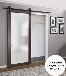 Sturdy Barn Door Frosted Tempered Glass | Planum 2102 | Chocolate Ash