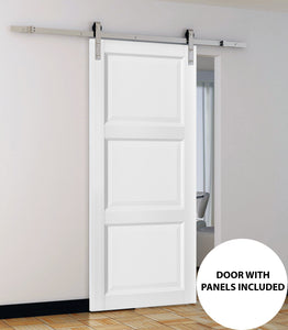 Sliding Barn Door with Hardware | Lucia 2661 | White Silk - 6 ft Railing) Silver Rail / 18’’ x 80’’ - Home Doors