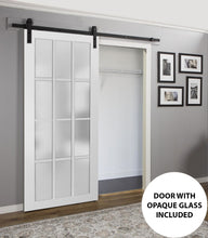 Load image into Gallery viewer, Sturdy Barn Door 12 Lites Frosted Glass | Felicia 3355 | White Silk