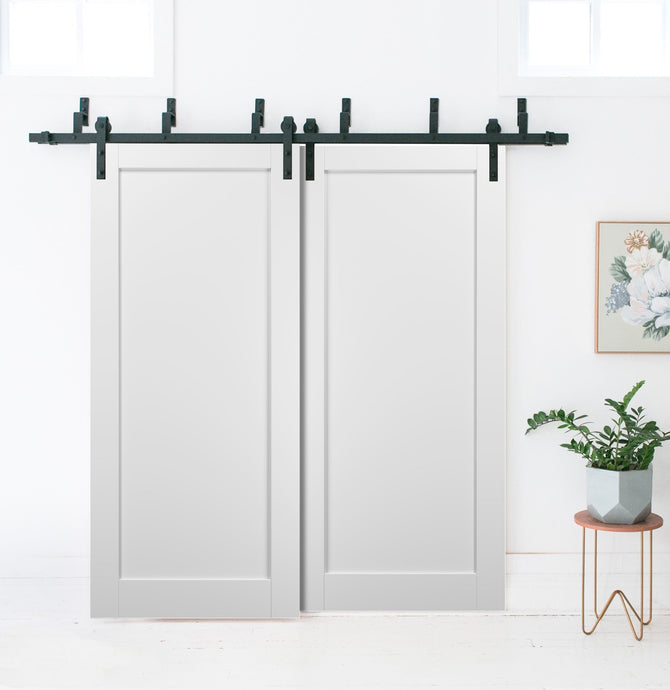 Barn Bypass Doors with Hardware | Quadro 4111 | White Silk