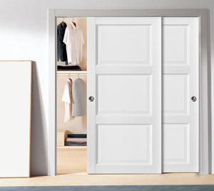 Sliding Closet Bypass Doors with hardware | Lucia 2661 | White Silk - Pocket