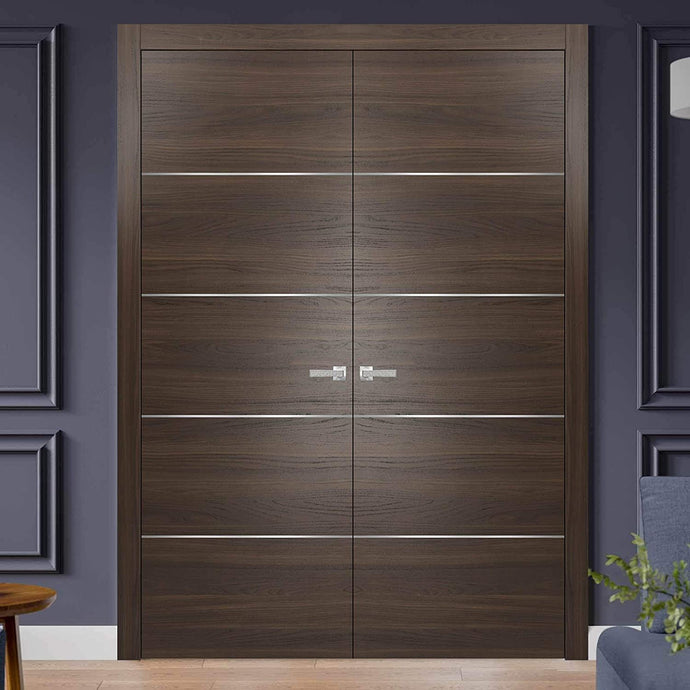 French Double Interior Doors | Planum 0020 | Chocolate Ash