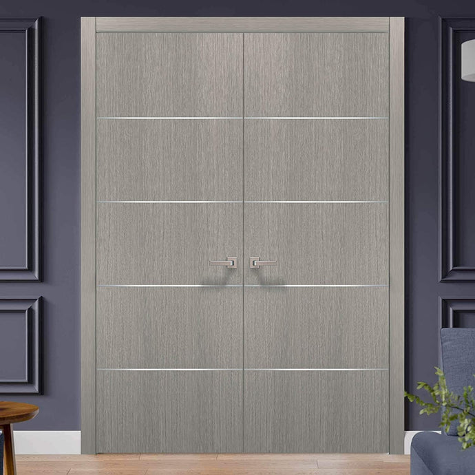 French Double Interior Doors | Planum 0020 | Grey Oak