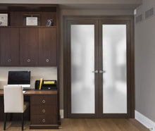 Load image into Gallery viewer, Solid French Double Doors Frosted Glass | Planum 2102 | Chocolate Ash - Home