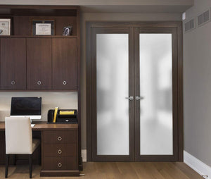 Solid French Double Doors Frosted Glass | Planum 2102 | Chocolate Ash - Home