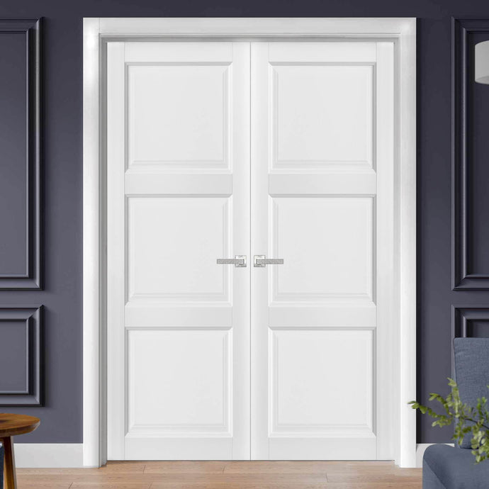 French Double Panel Solid Doors | Lucia 2661 | White Silk - 36’’ x 80’’ (2* 18x80)