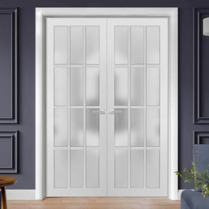 Solid French Double Doors 12 Lites | Felicia 3312 | White Silk