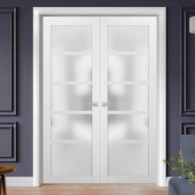 Load image into Gallery viewer, French Double Panel Doors Frosted Glass | Quadro 4002 | White Silk