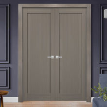 Load image into Gallery viewer, French Double Panel Doors | Quadro 4111 | Grey Ash - 36’’ x 80’’ (2* 18x80)