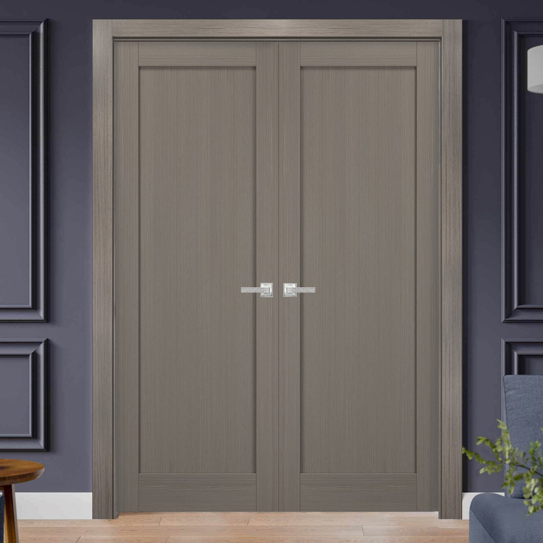 French Double Panel Doors | Quadro 4111 | Grey Ash - 36’’ x 80’’ (2* 18x80)