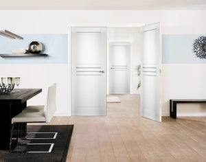 Solid French Double Doors | Mela 7444 | White Silk - Home