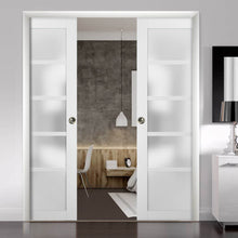 Load image into Gallery viewer, French Double Pocket Doors | Quadro 4002 | White Silk