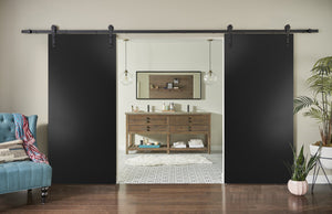 Sturdy Double Barn Door with Hardware | Planum 0010 | Black Matte - Home Doors