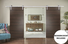 Load image into Gallery viewer, Sturdy Double Barn Door with Hardware | Planum 0010 | Chocolate Ash