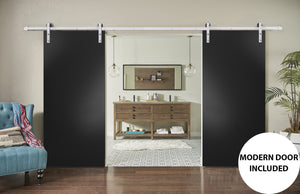 Sturdy Double Barn Door with Hardware | Planum 0010 | Black Matte - Home Doors