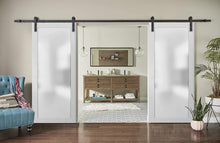 Load image into Gallery viewer, Sturdy Double Barn Door | Frosted Glass | Planum 2102 | White Silk