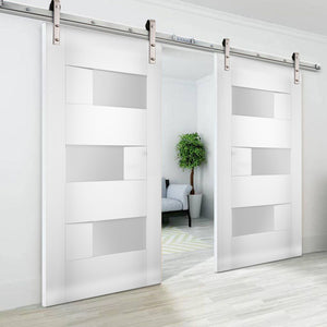 Modern Double Barn Door | Sete 6933 | White Silk
