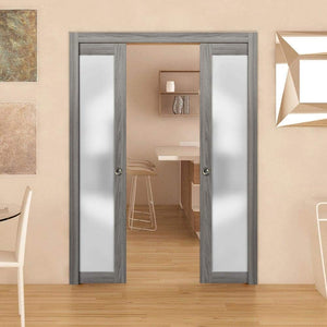 Interior Sliding Closet Double Pocket Doors | Planum 2102 | Ginger Ash