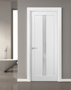 Lite Door with Hardware | Quadro 4112 | White Silk - Butterfly Hinges / 18’’ x 80’’ - Home Doors