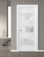 Load image into Gallery viewer, Solid French Door Frosted Glass 3 Lites | Lucia 4070 | White Silk - Home Doors