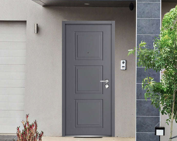 Front Exterior Pre-hung Steel Door | Ballucio 1010 | Gray Graphite