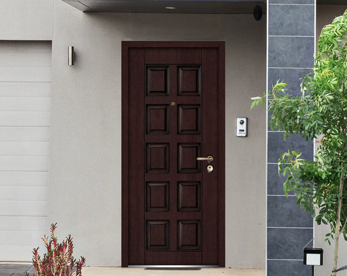 Front Exterior Pre-hung Steel Door | Ballucio 1700 | Dark Brown Oak - 36’’ x 80’’ Right - Hand Inswing - Doors