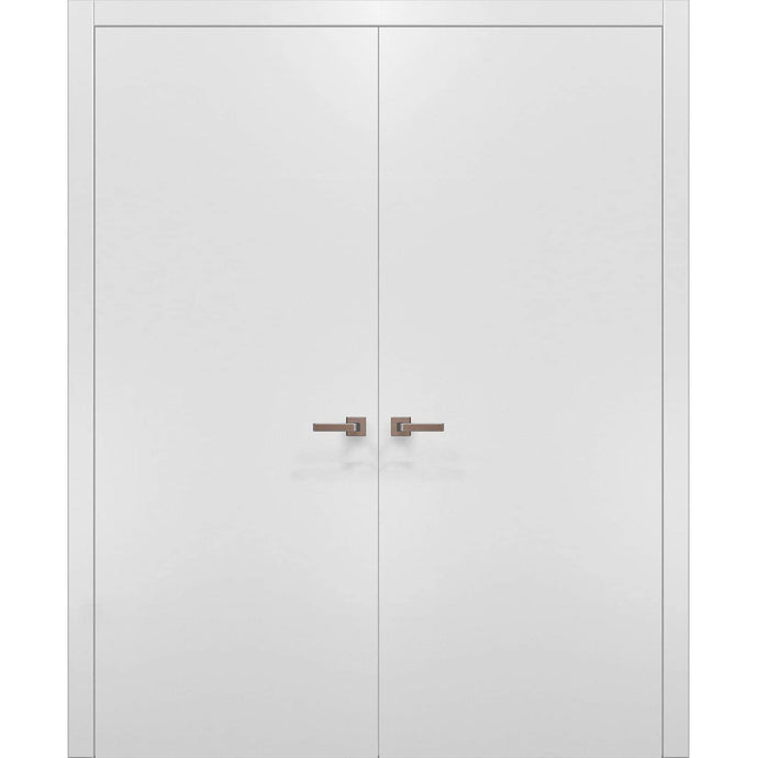 Solid French Double Doors | Planum 0010 | White Silk - 36’’x80’’ (2* 18x80) - Home