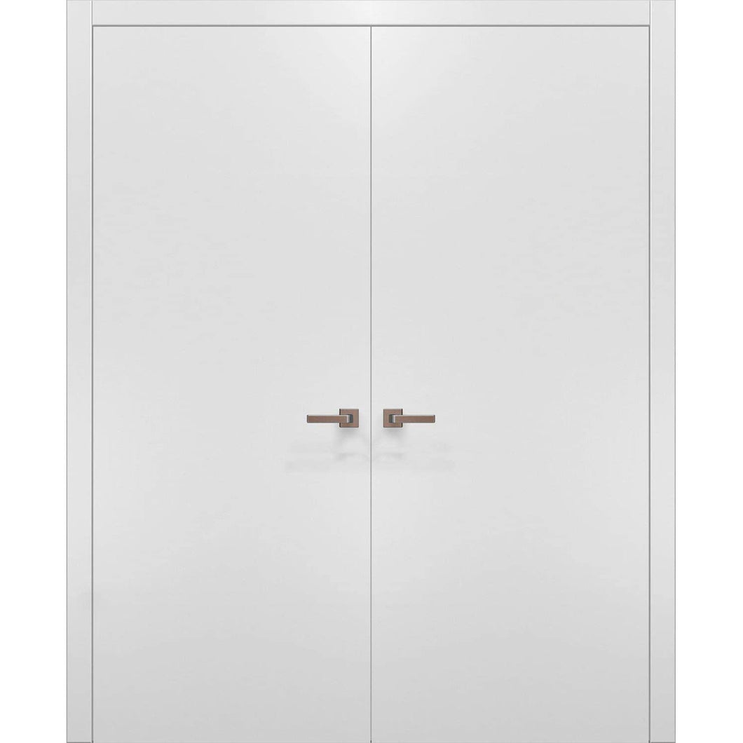 Solid French Double Doors | Planum 0010 | White Silk