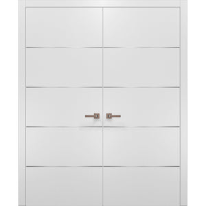 Solid French Double Doors | Planum 0020 | White Silk - 36’’ x 80’’ (2* 18x80) - Home