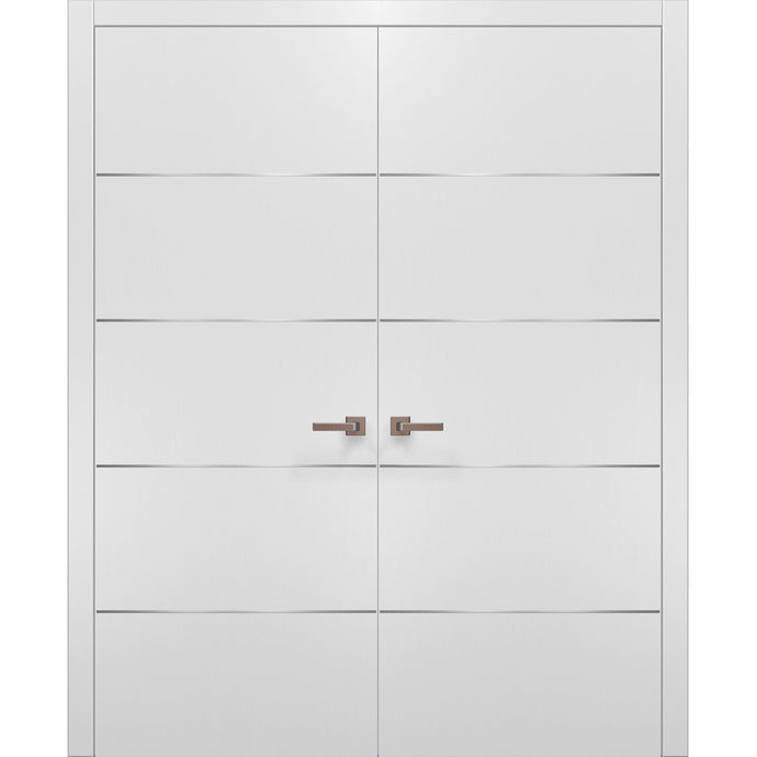 Solid French Double Doors | Planum 0020 | White Silk - 36’’ x 80’’ (2* 18x80) - Home