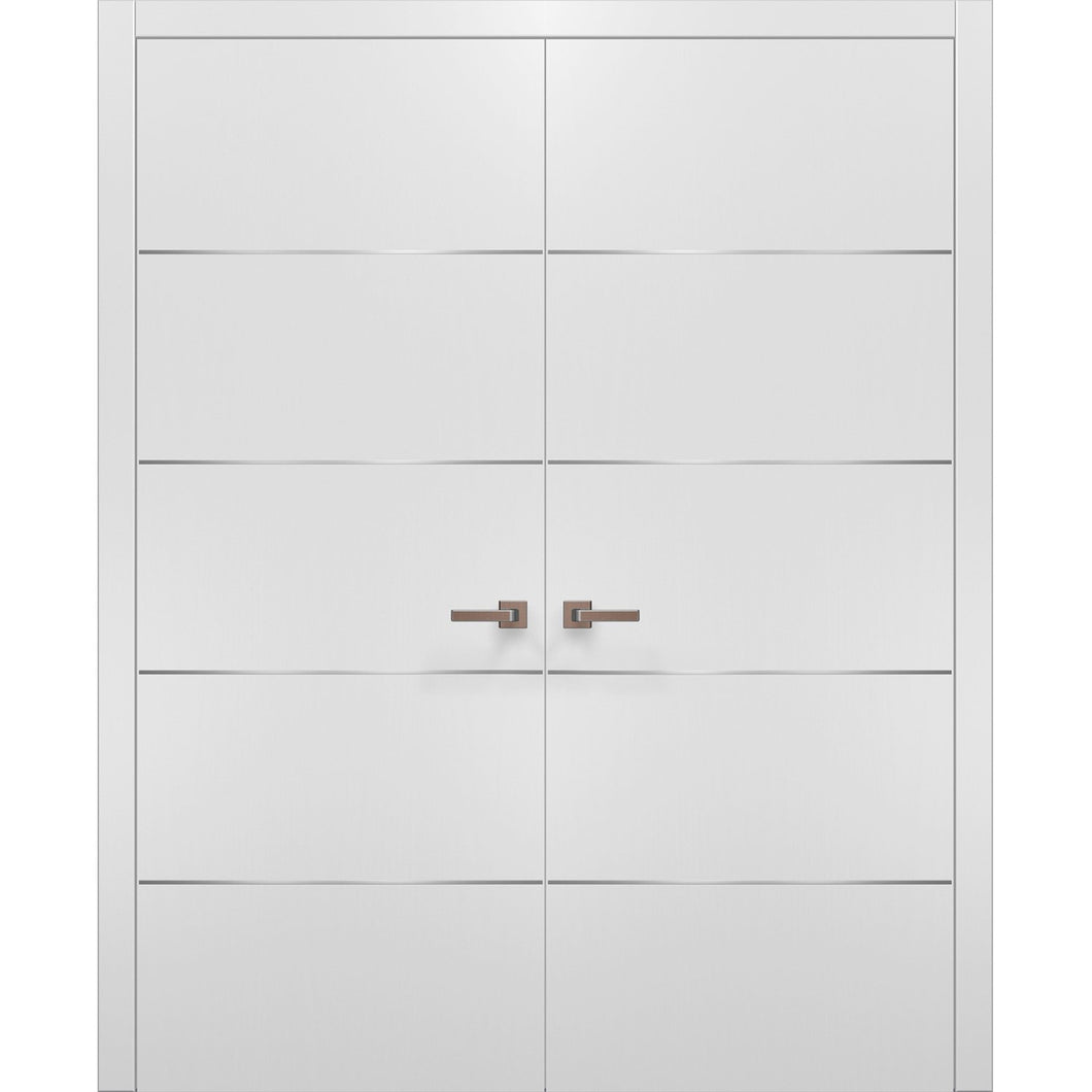 Solid French Double Doors | Planum 0020 | White Silk - 36’’ x 80’’ (2* 18x80) - Home