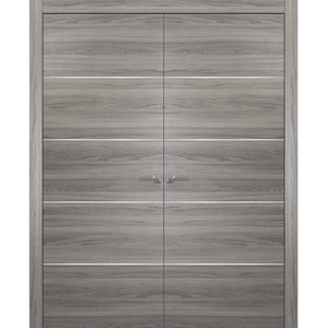 French Double Interior Doors | Planum 0020 | Ginger Ash - Panel Pocket