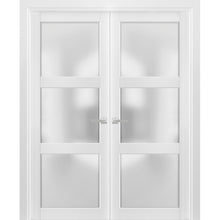 Load image into Gallery viewer, French Double Panel Lite Doors | Lucia 2552 | White Silk - Butterfly Hinges) 36’’ x 80’’ (2* 18x80)