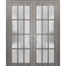 Load image into Gallery viewer, Solid French Double Doors Frosted Glass 12 Lites | Felicia 3312 | Ginger Ash Grey