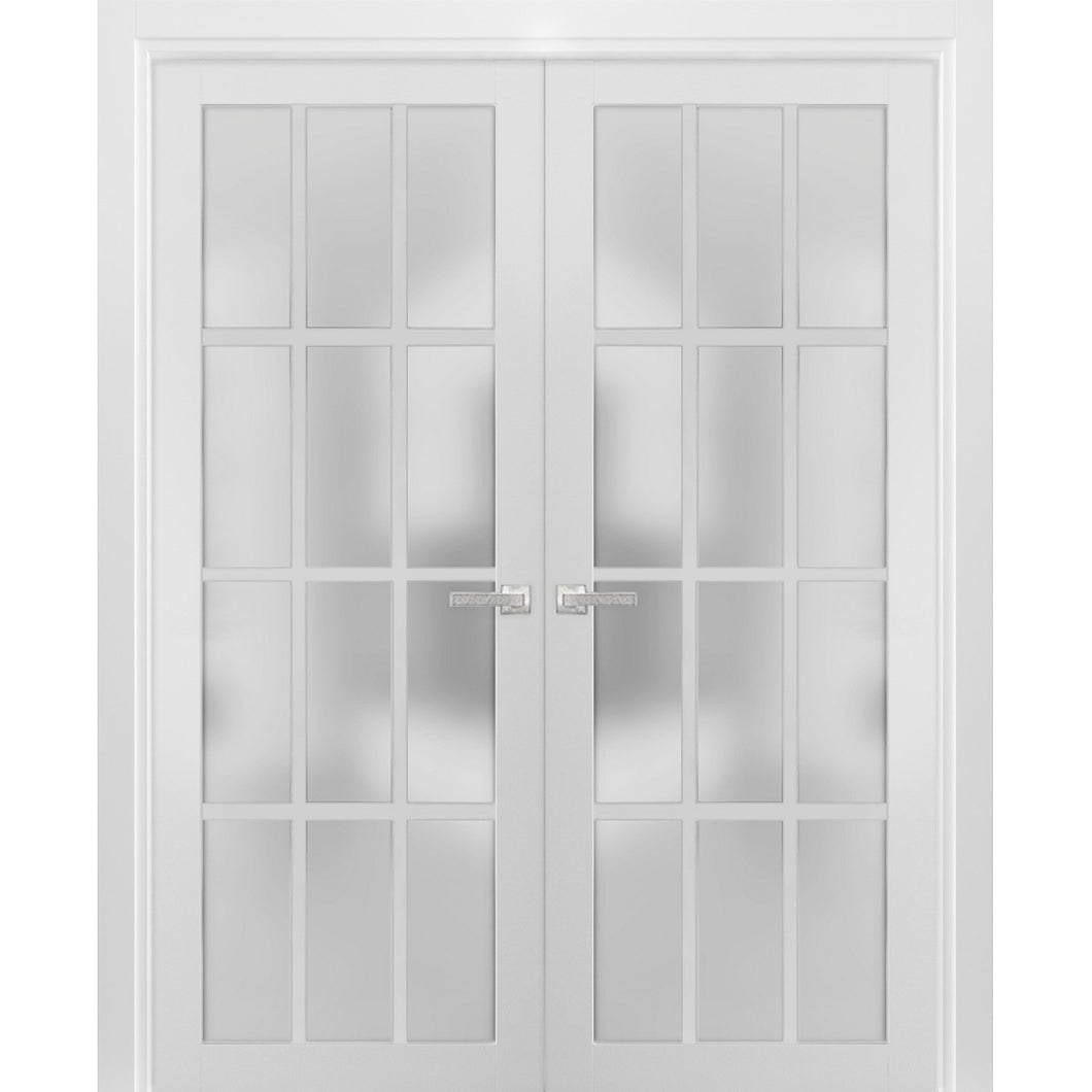 Solid French Double Doors 12 Lites | Felicia 3312 | White Silk