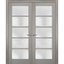 Load image into Gallery viewer, Solid French Double Doors Frosted Glass | Quadro 4002 | Grey Ash