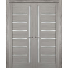 Load image into Gallery viewer, Solid French Double Doors Frosted Glass | Quadro 4088 | Grey Ash