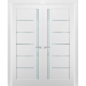 French Double Panel Lite Doors  | Quadro 4088 | White Silk