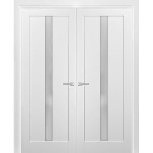 French Double Panel Lite Doors | Quadro 4112 | White Silk