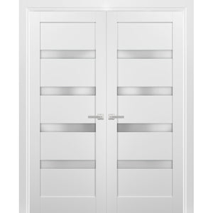 French Double Panel Lite Doors | Quadro 4113 | White Silk