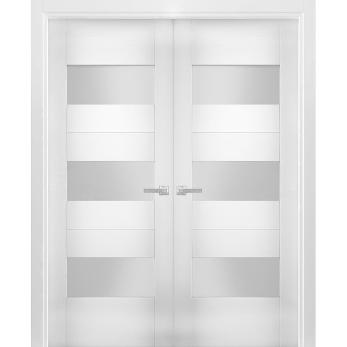 Solid French Double Doors Opaque Glass | Sete 6003 | White Silk