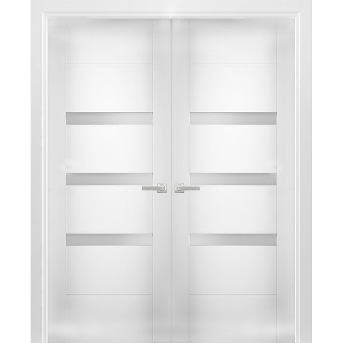 Solid French Double Doors Opaque Glass | Sete 6900 | White Silk