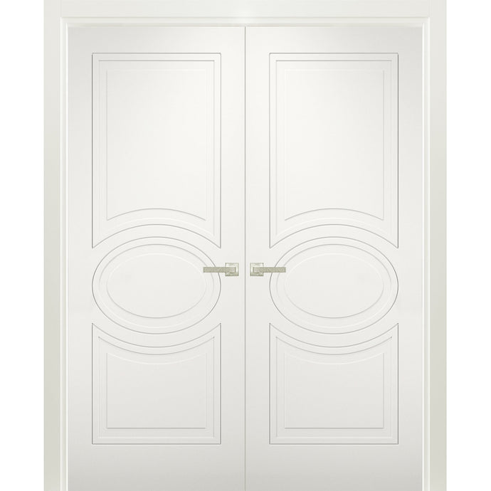 Solid French Double Doors | Mela 7001 | Matte White - Butterfly Hinges) 36’’ x 80’’ (2* 18x80) - Home