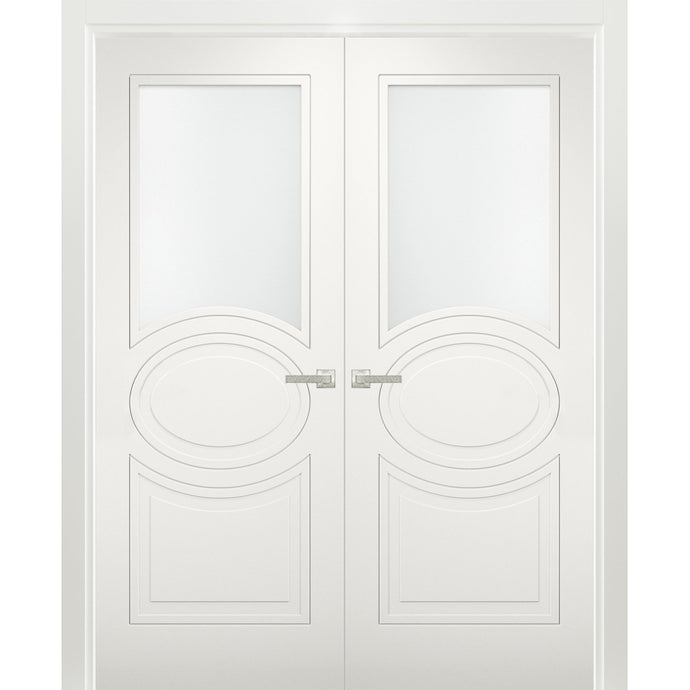 Solid French Double Doors Opaque Glass | Mela 7012 | Matte White
