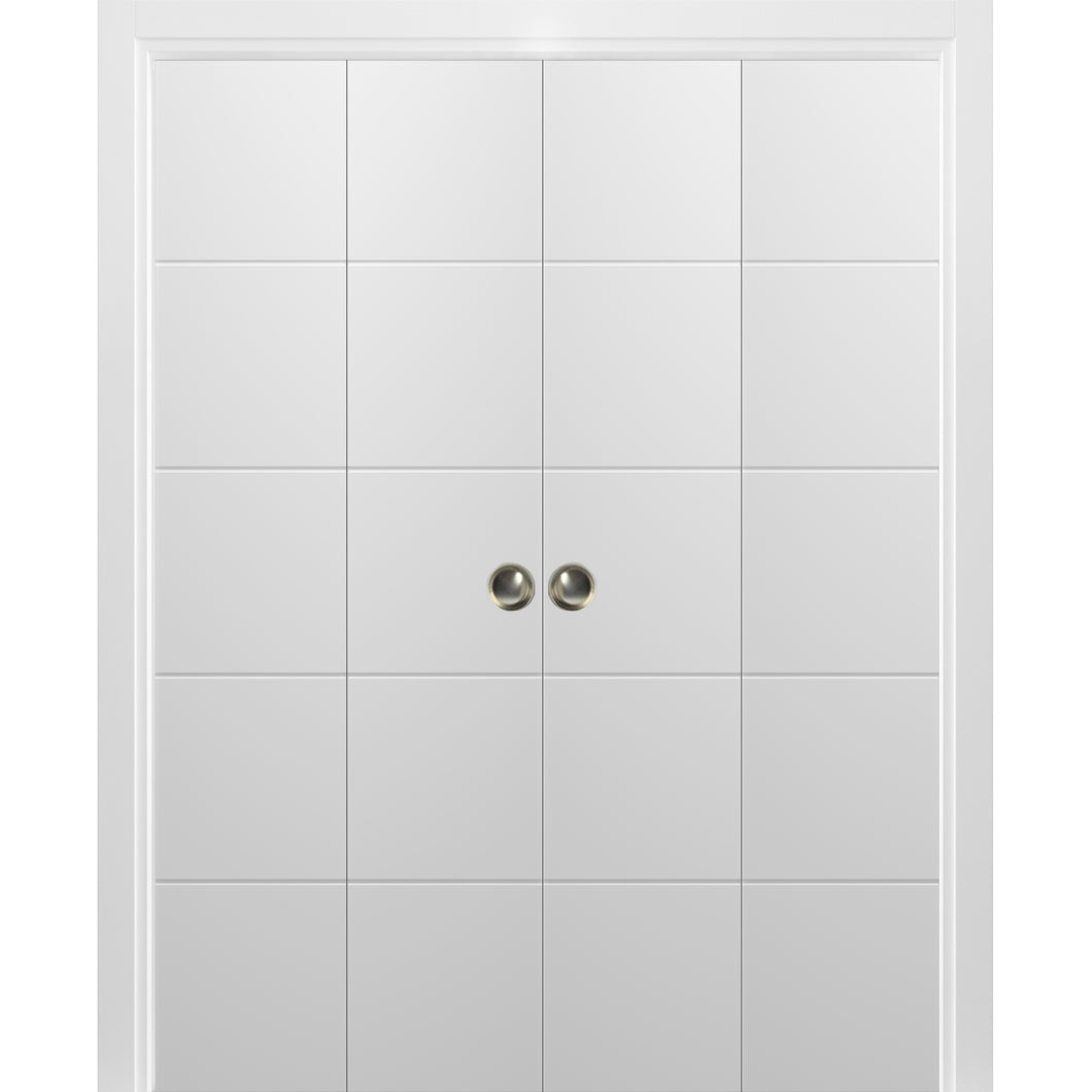 Sliding Closet Double Bi-fold Doors | Planum 0770 | Painted White Matte