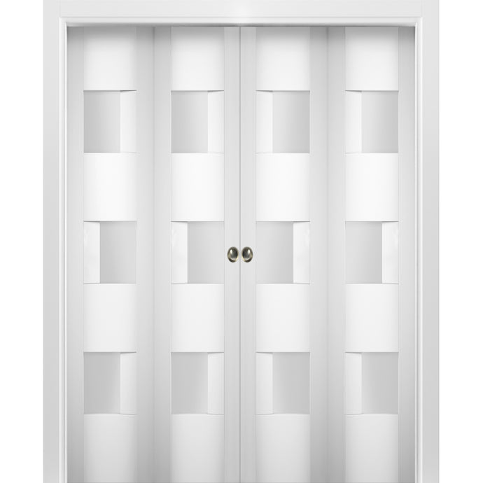 Sliding Closet Double Bi-fold Doors | Sete 6933 | White Silk - 72’’ x 80’’ (4* 18x80) - Home