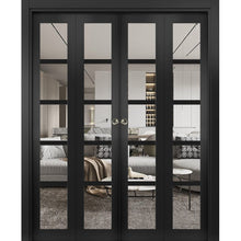 Load image into Gallery viewer, Sliding Closet Double Bi-fold Doors | Quadro 4522 | Matte Black - 72’’ x 80’’ (4* 18x80) - Home