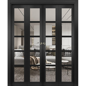 Sliding Closet Double Bi-fold Doors | Quadro 4522 | Matte Black - 72’’ x 80’’ (4* 18x80) - Home