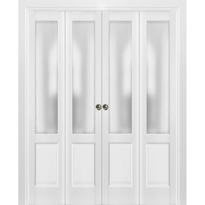 Sliding Closet Double Bi-fold Doors | Lucia 22 | White Silk - 72’’ x 80’’ (4* 18x80) - Home